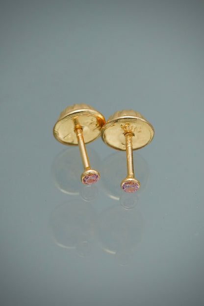 Topos Circulo con Swarovski Rosado 0.35gr / 0.2cm / 2mm — Oro Amarillo