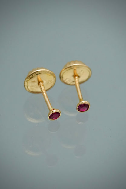Topos Circulo con Swarovski Fucsia 0.35gr / 0.2cm / 2mm — Oro Amarillo