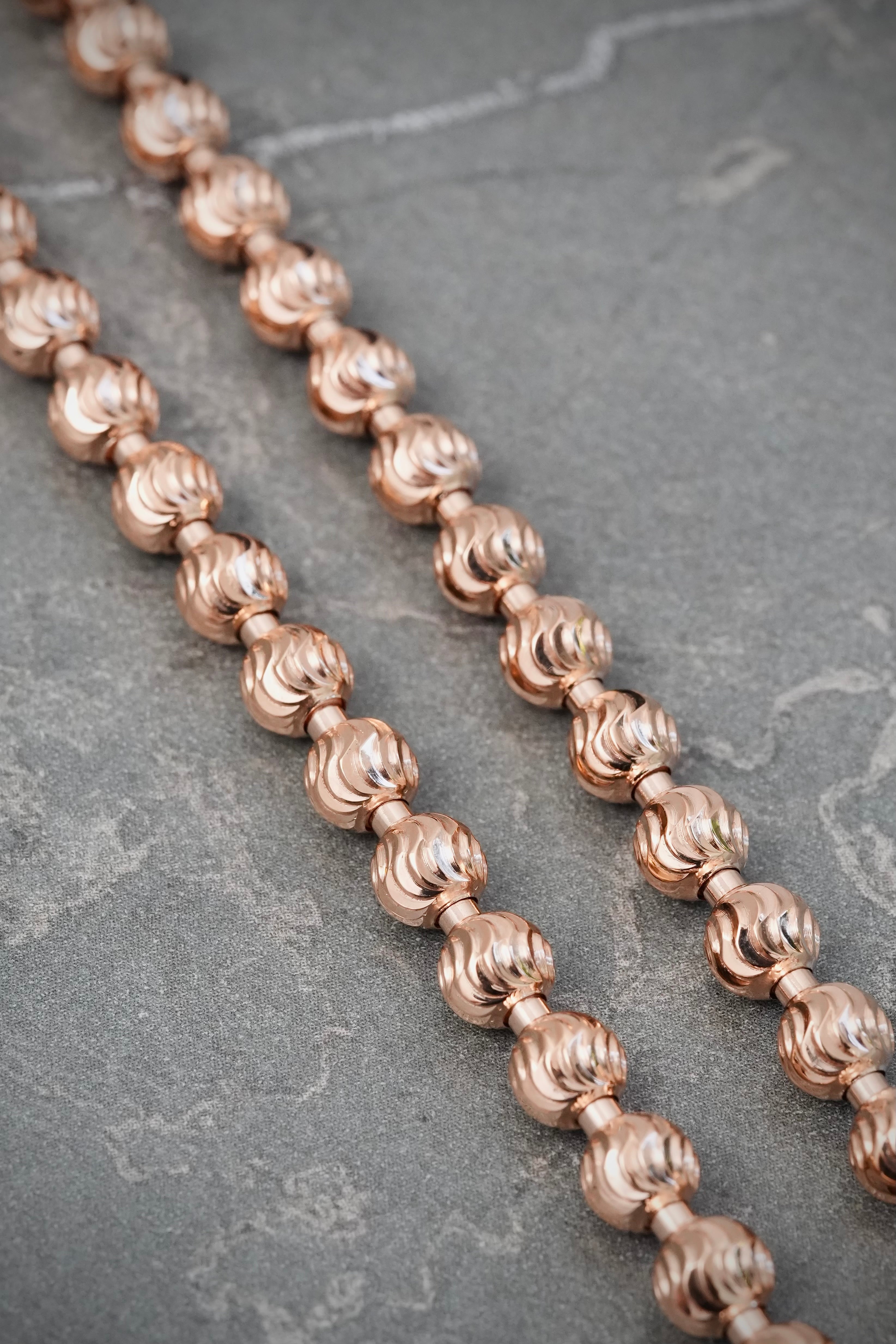 Cadena Militar Diamantada Luna 5mm 27.35gr / 60cm / 5mm — Oro Rosado