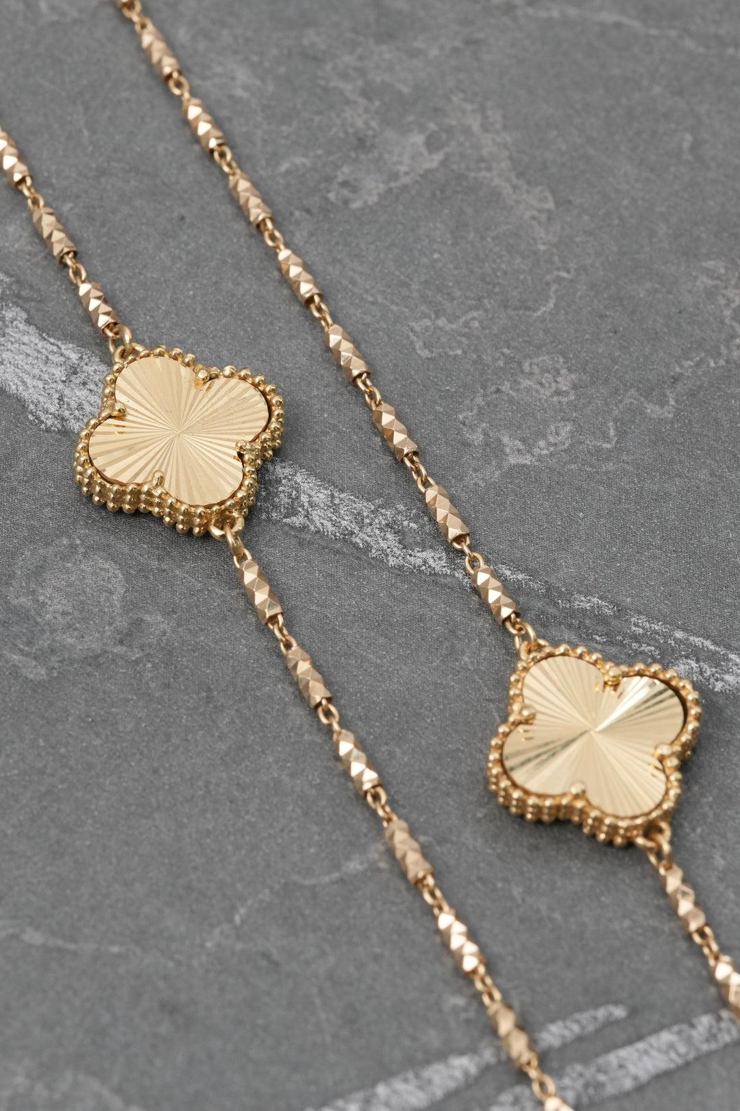 Cadena Lucky Clover Diamantada 14.2gr / 55cm / 14.1mm — Oro Amarillo