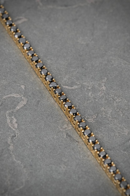 Pulso Tenis con 504pts de Diamante Negro 10.65gr / 18cm / 2.6mm — Oro Amarillo