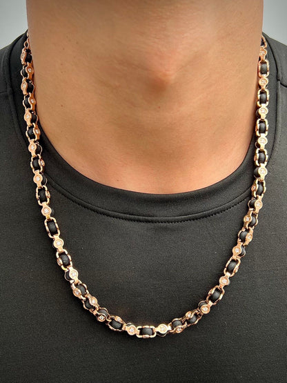 Cadena rustica con 600pts de diamantes 78.5gr / Largo 60cm — Oro Rosado