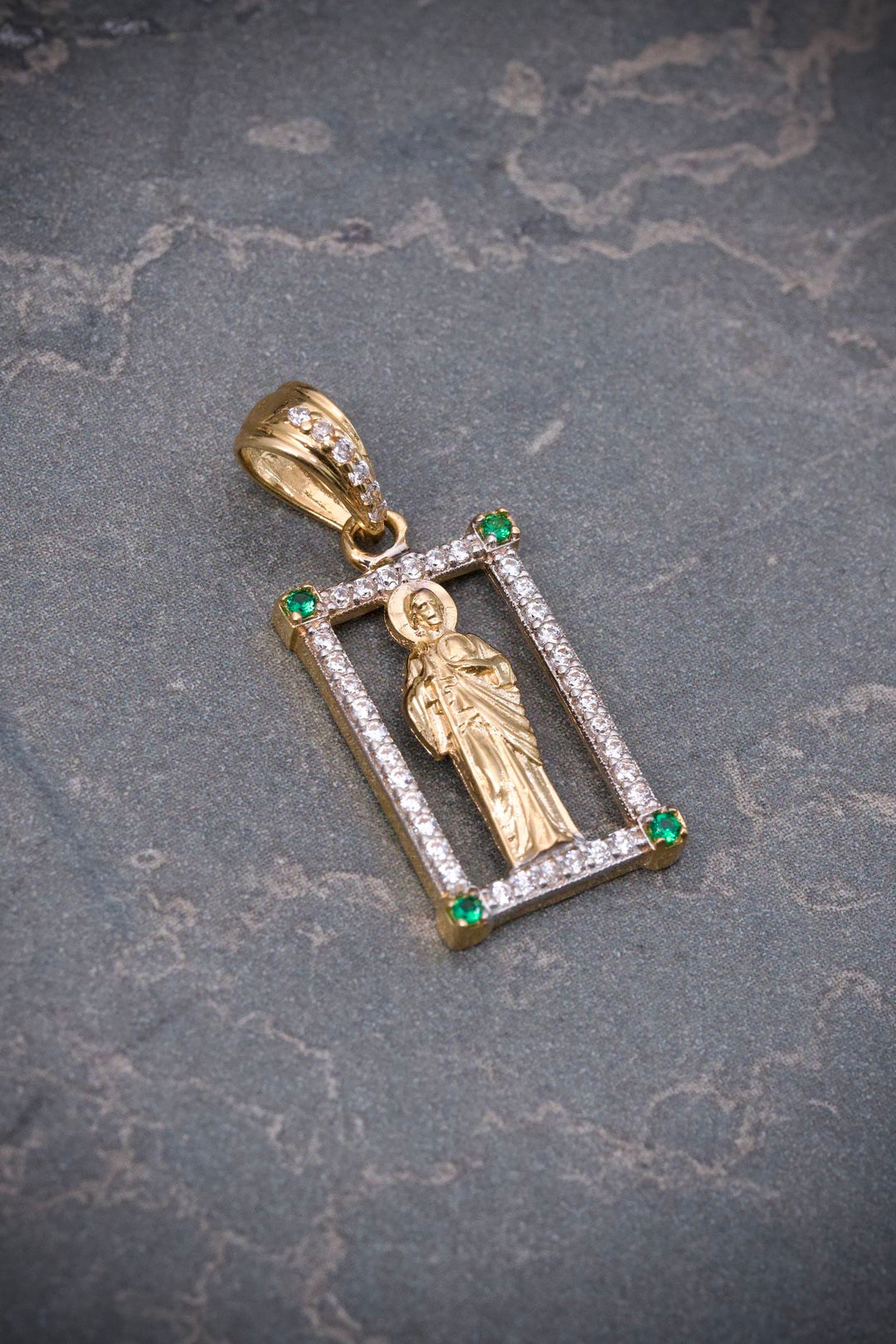 Dije san judas con swarovski 2.2gr / Largo 2.5cm — Oro Amarillo