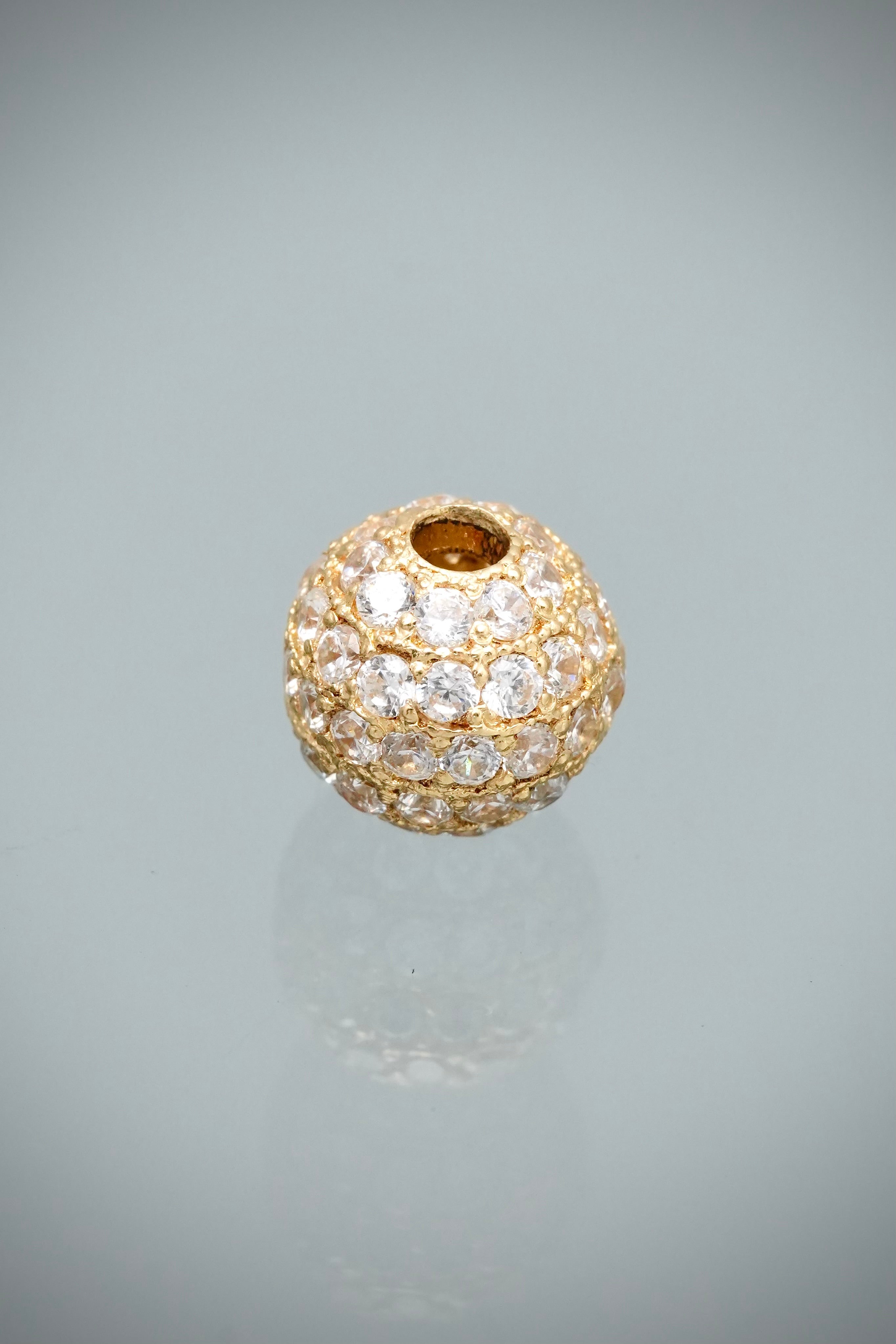 Herraje Bola de Fuego con Swarovski Blanco 1.8gr / 0.8cm / 8mm — Oro Amarillo