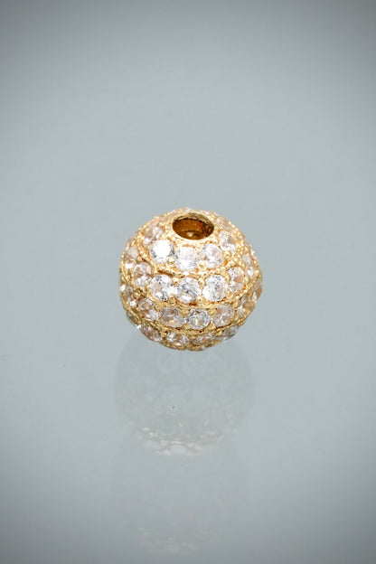 Herraje Bola de Fuego con Swarovski Blanco 1.8gr / 0.8cm / 8mm — Oro Amarillo