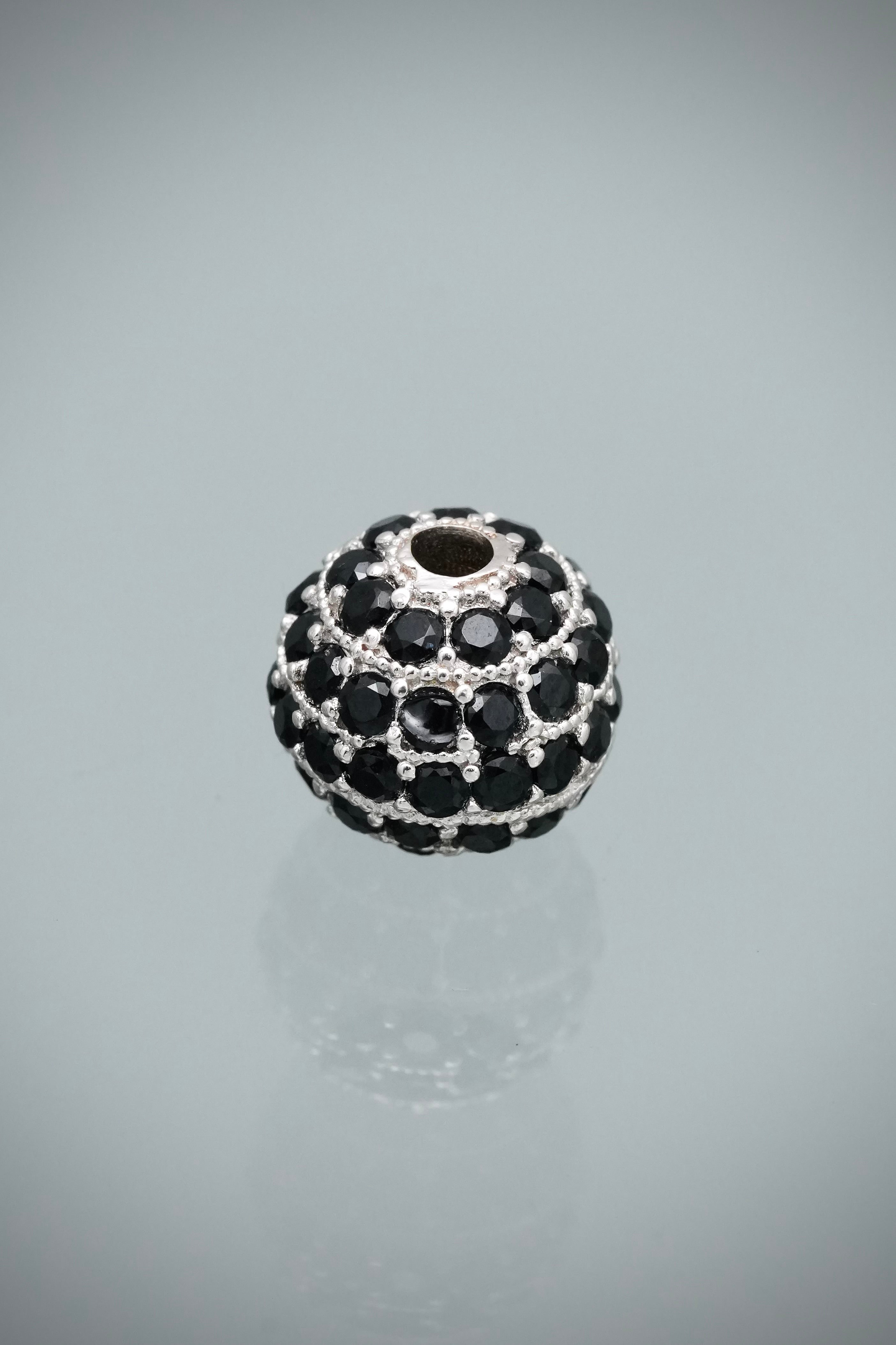 Herraje Bola de Fuego con Swarovski Negro 1.5gr / 0.8cm / 8mm — Oro Blanco