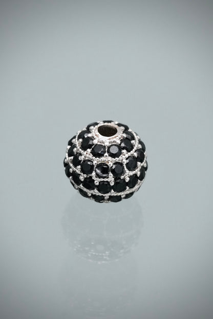 Herraje Bola de Fuego con Swarovski Negro 1.5gr / 0.8cm / 8mm — Oro Blanco