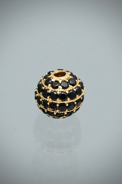 Herraje Bola de Fuego con Swarovski Negro 2gr / 0.8cm / 8mm — Oro Amarillo