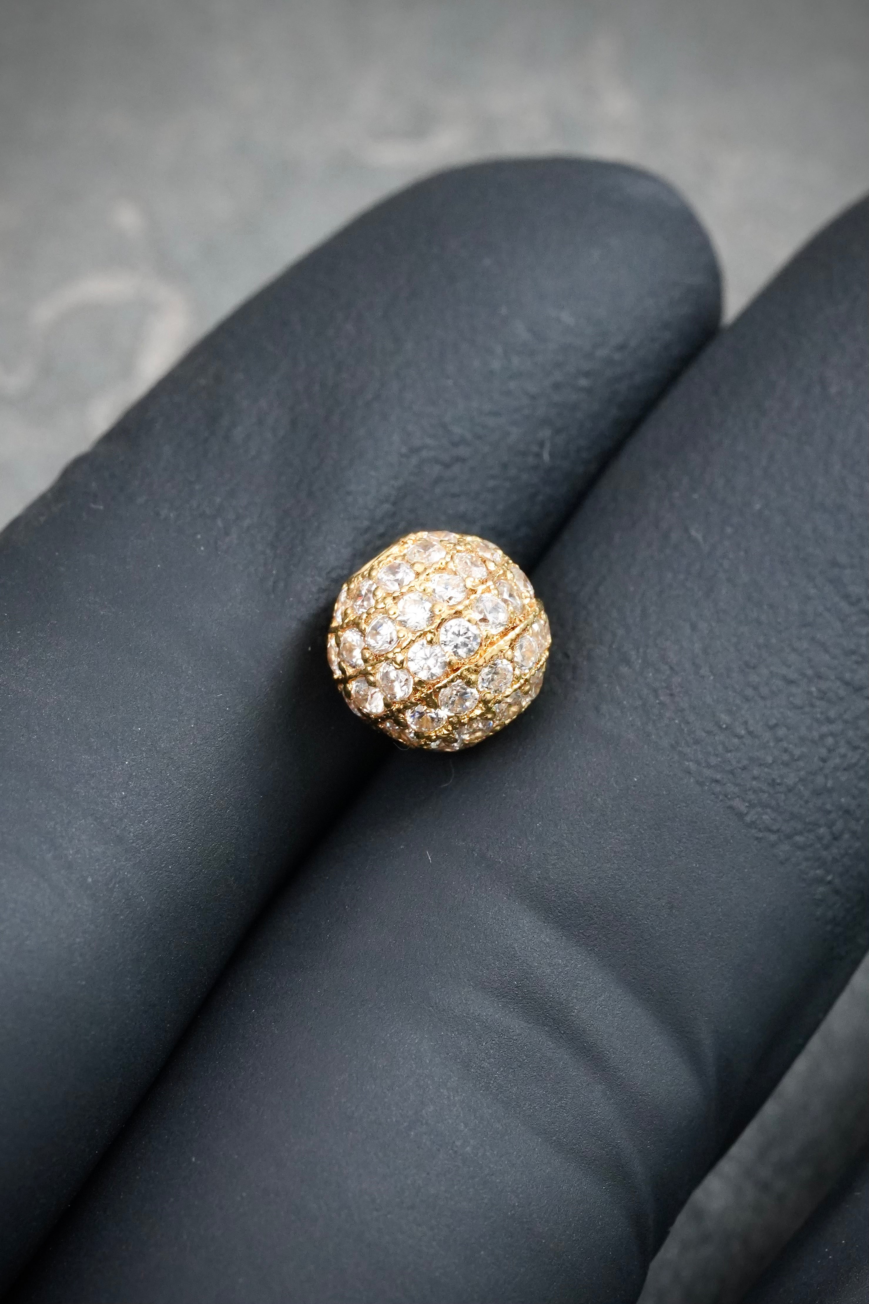 Herraje Bola de Fuego con Swarovski Blanco 2.1gr / 0,8cm / 8mm — Oro Amarillo