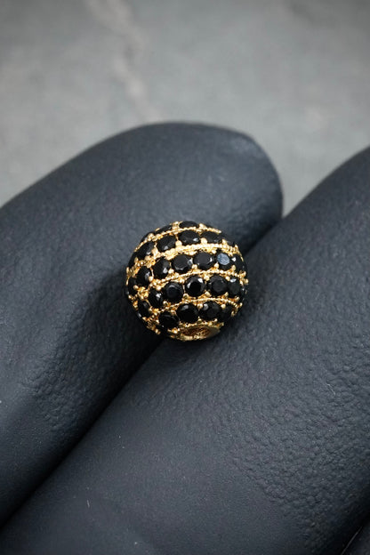 Herraje Bola de Fuego con Swarovski Negro 2gr / 0.8cm / 8mm — Oro Amarillo