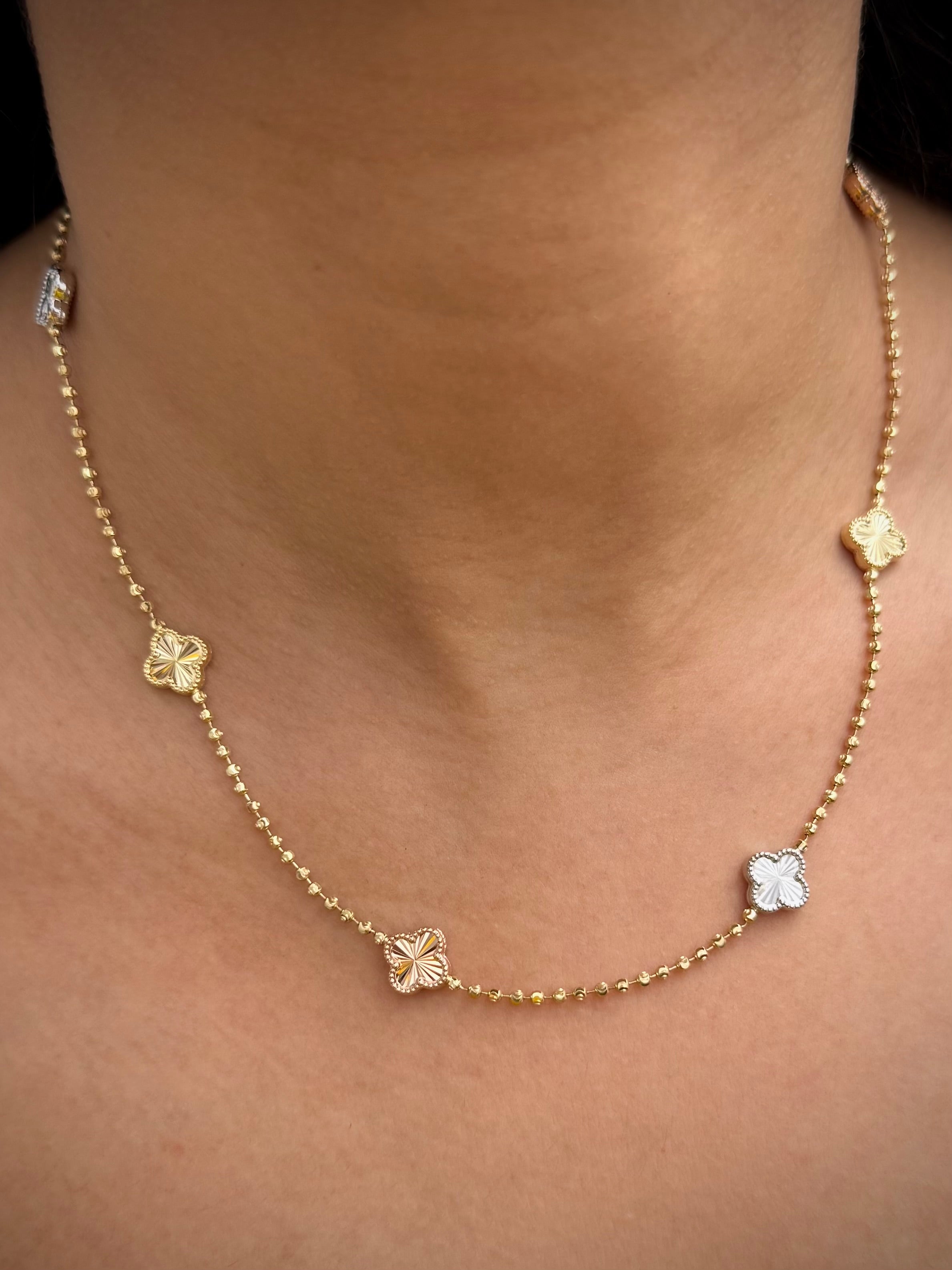 Cadena Lucky Clover Diamantada 9.65gr / 45cm / 9.9mm — Tres Oros