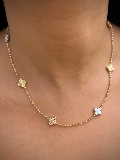 Cadena Lucky Clover Diamantada 9.65gr / 45cm / 9.9mm — Tres Oros