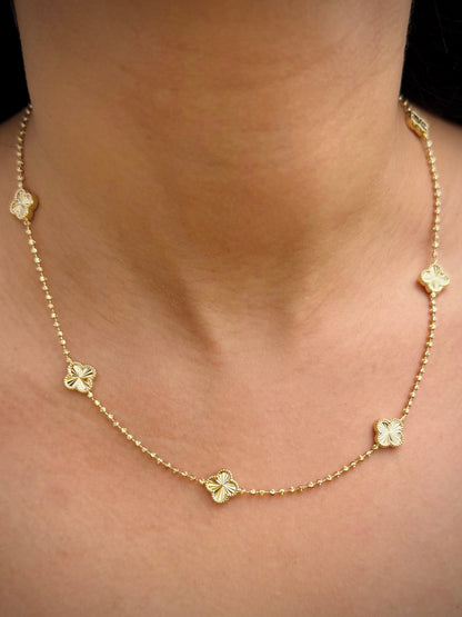 Cadena Lucky Clover Diamantada 9.55gr / 45cm / 9.9mm — Oro Amarillo