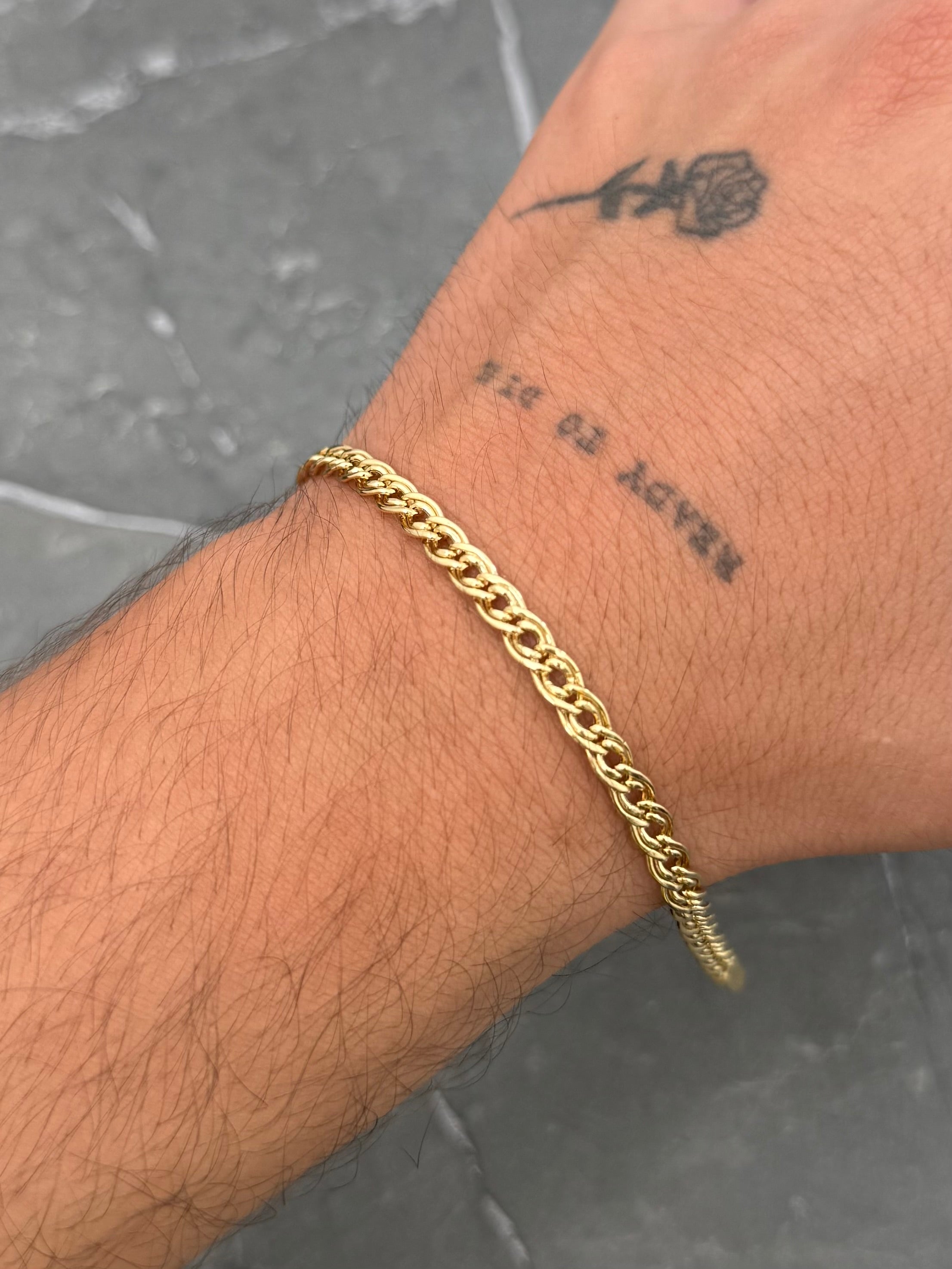 Pulso Doble Eslabon 4.05gr / 21cm / 4.4mm — Oro Amarillo