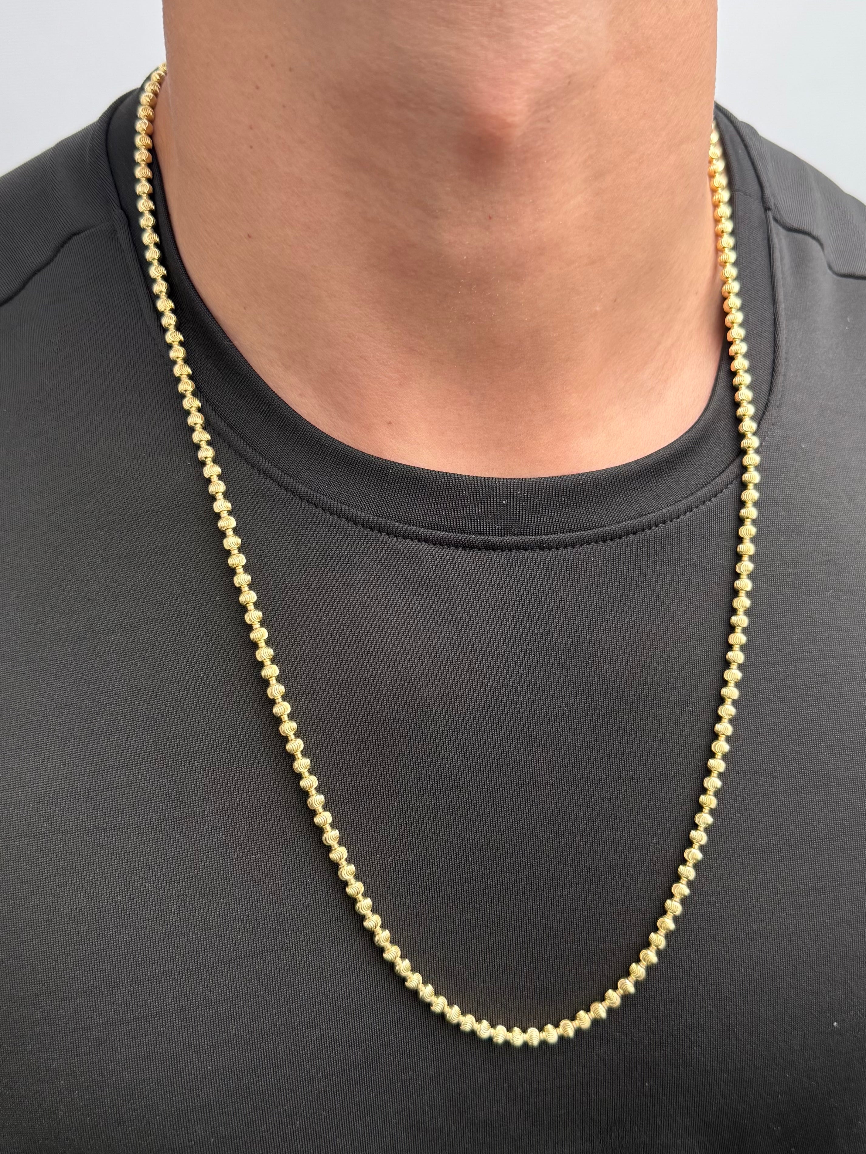 Cadena Militar Diamantada 30.95gr / 70cm / 4mm — Oro Amarillo