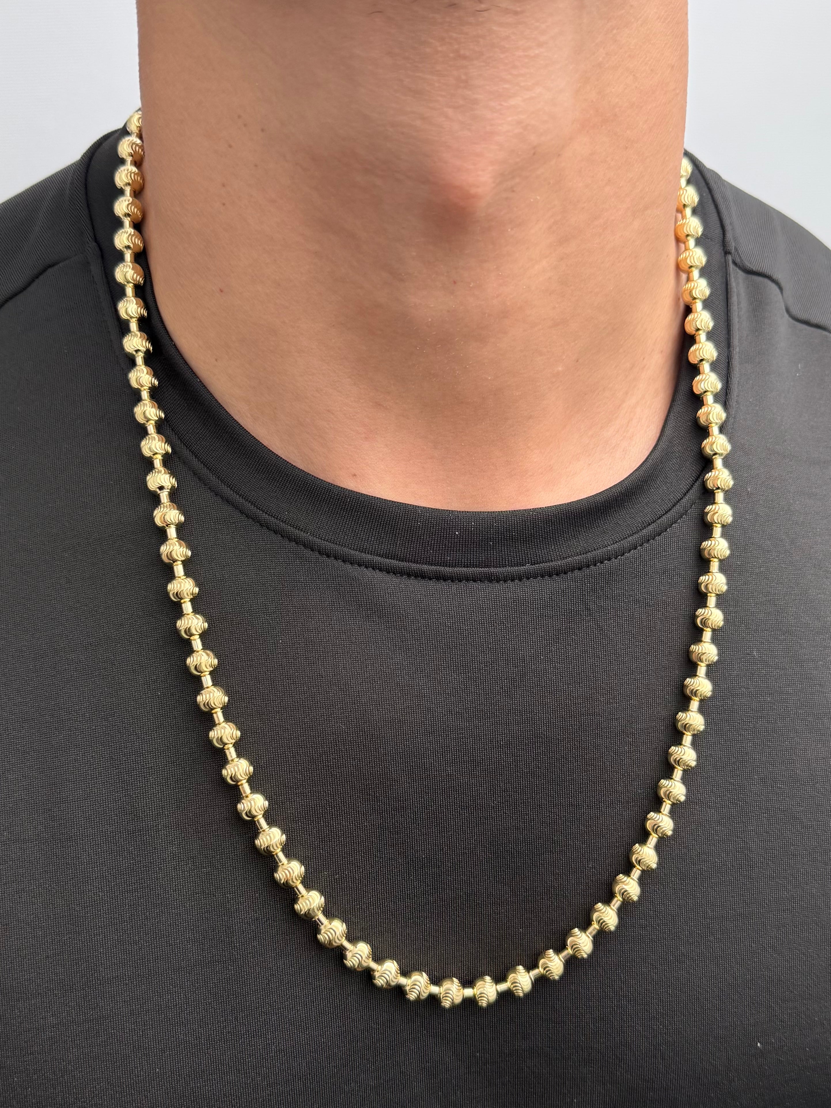 Cadena Militar Diamantada Luna 55.6gr / 67cm / 7mm — Oro Amarillo