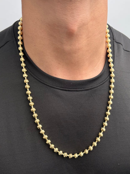 Cadena Militar Diamantada Luna 55.6gr / 67cm / 7mm — Oro Amarillo