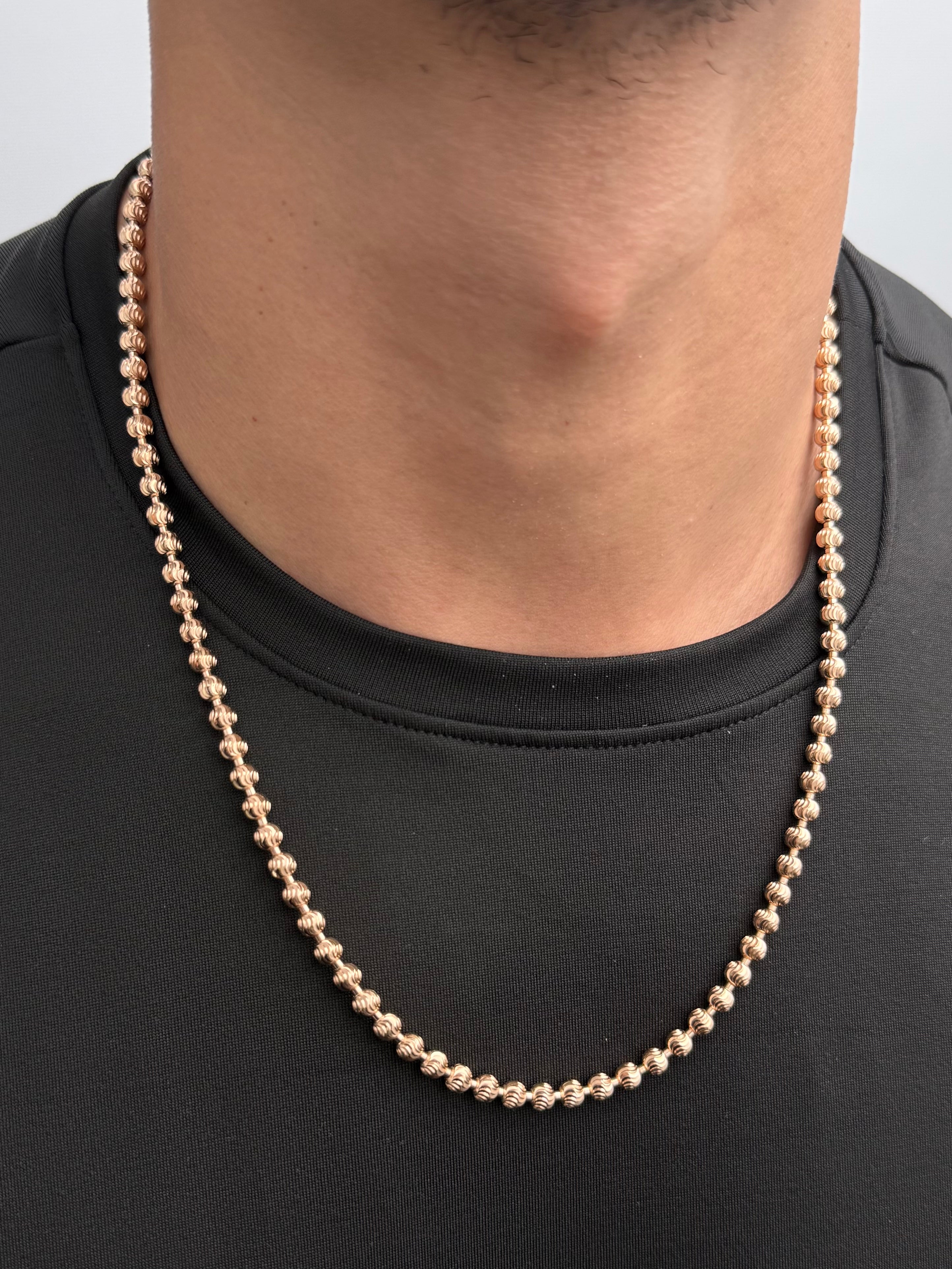 Cadena Militar Diamantada Luna 5mm 27.35gr / 60cm / 5mm — Oro Rosado