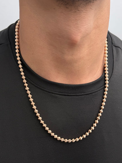 Cadena Militar Diamantada Luna 5mm 27.35gr / 60cm / 5mm — Oro Rosado