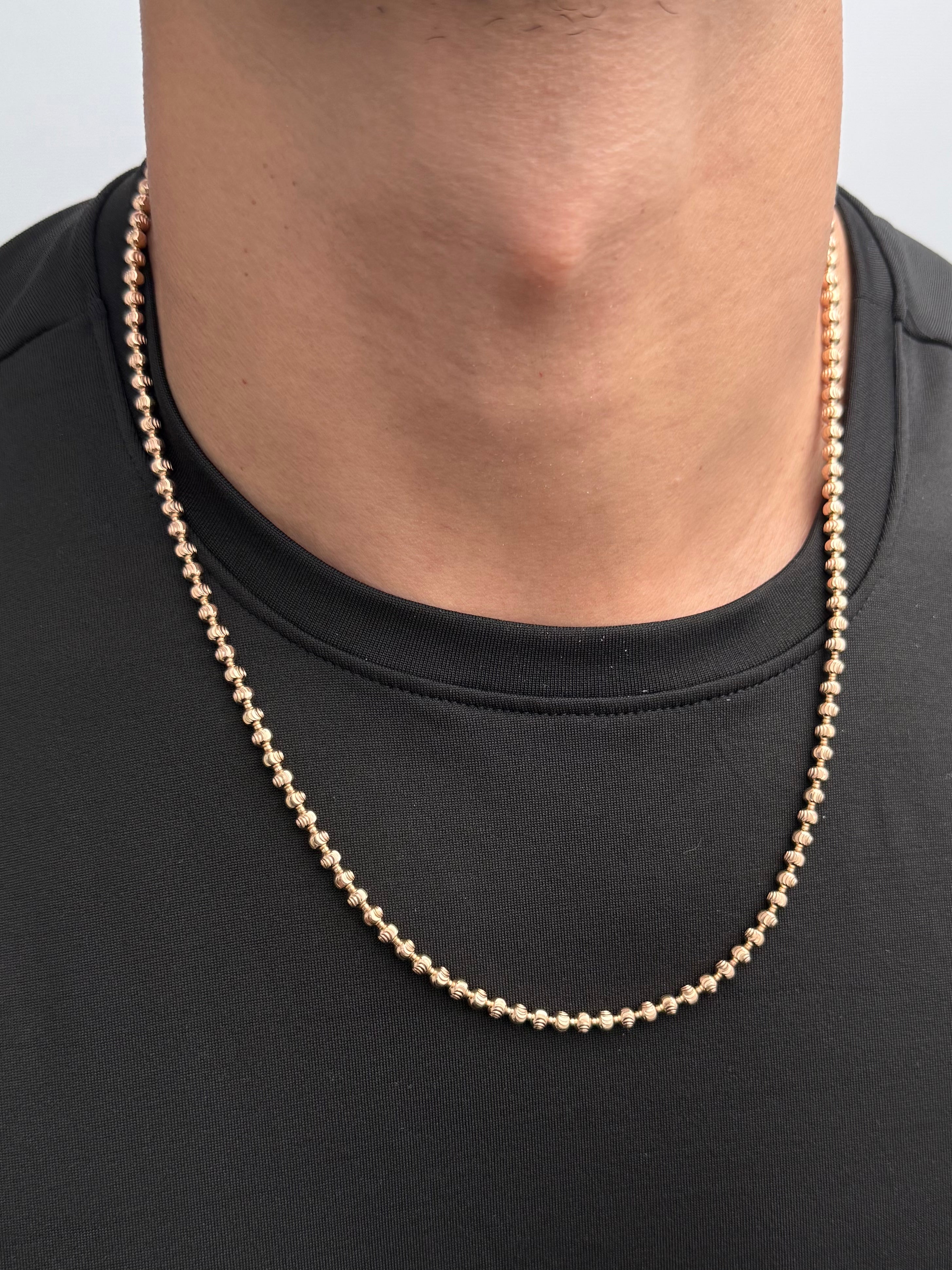Cadena Militar Diamantada Luna 24.25gr / 60cm / 4mm — Oro Rosado