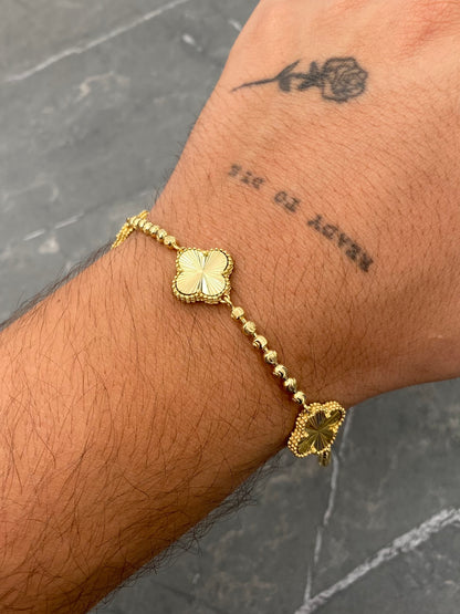Pulso Lucky Clover Diamantado 16.35gr / 20.5cm / 14mm — Oro Amarillo