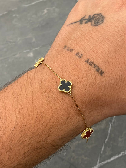 Pulso Lucky Clover Piedras Multicolor 3.7gr / 17.5cm / 9.8mm — Oro Amarillo