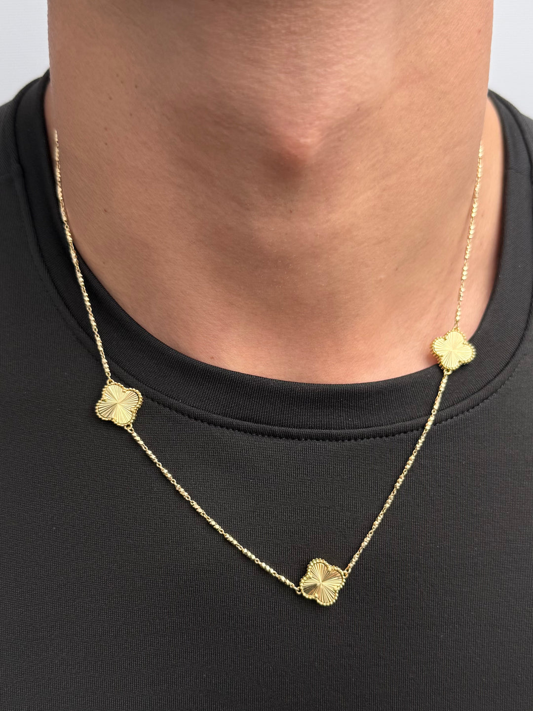 Cadena Lucky Clover Diamantada 14.2gr / 55cm / 14.1mm — Oro Amarillo