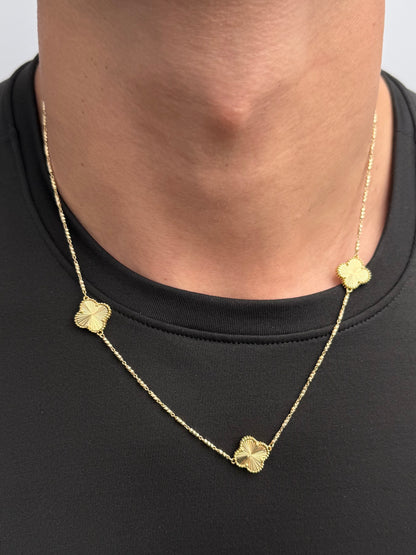 Cadena Lucky Clover Diamantada 14.2gr / 55cm / 14.1mm — Oro Amarillo