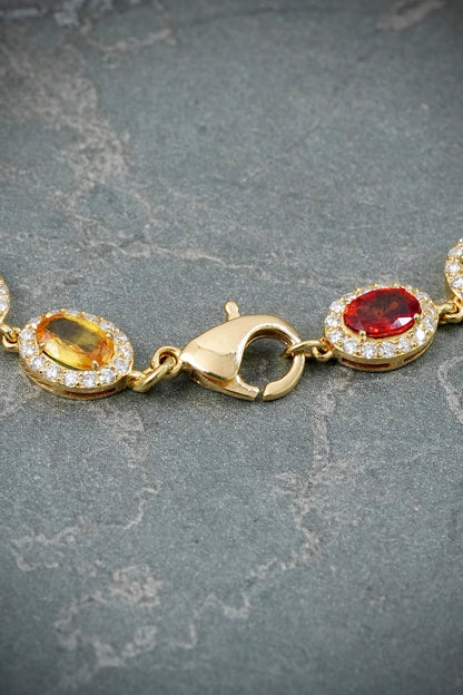 Pulso con 621pts zafiro, 288pts esmeralda y 245pts diamante LB 11.9gr / Largo 19cm / Oro Amarillo (Joya) M