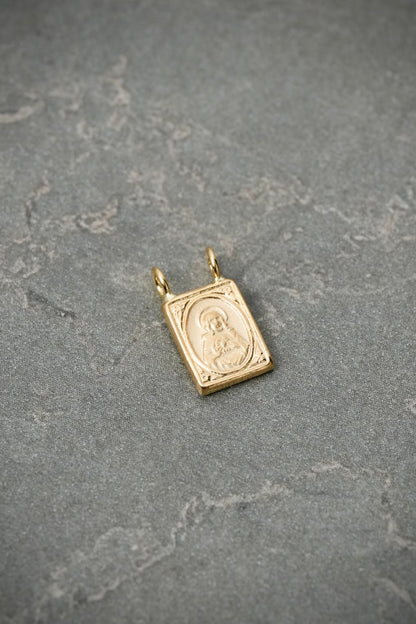 HERRAJE virgen del carmen y corazon de jesus 0.35gr / Largo 0.6cm / Oro Amarillo Nac B