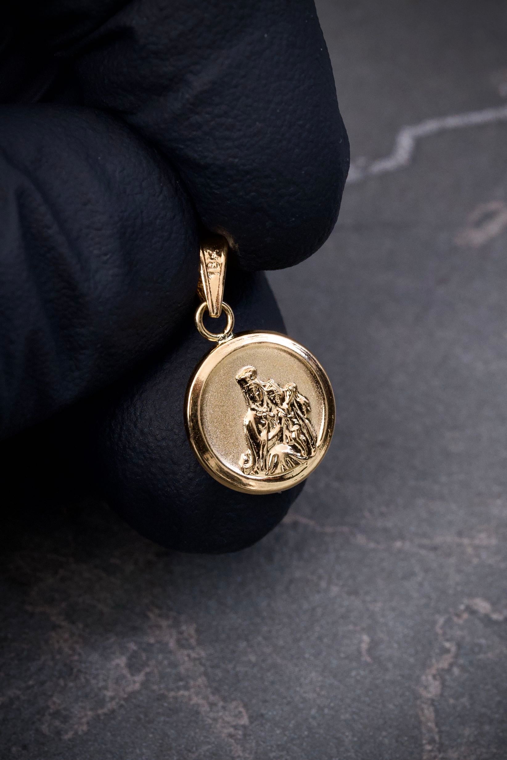 Dije corazon de jesus y virgen del carmen 0.6gr / Largo 1.8cm — Oro Amarillo