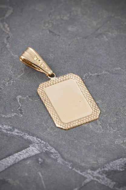 Dije placa diamantada 1.35gr / Largo 3.3cm / Oro Amarillo Nac B