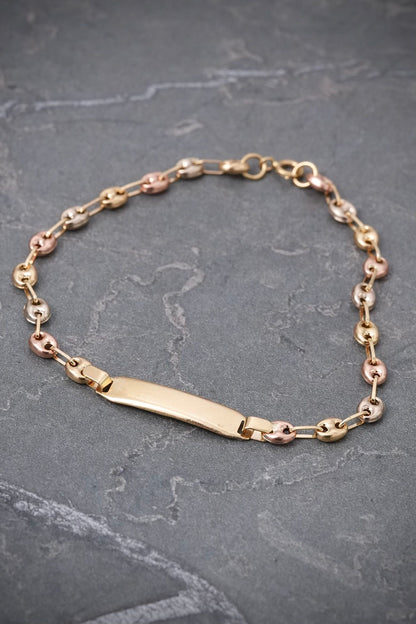 Pulso bebe con placa 2.1gr / Largo 17.5cm / Tres Oros Nac M