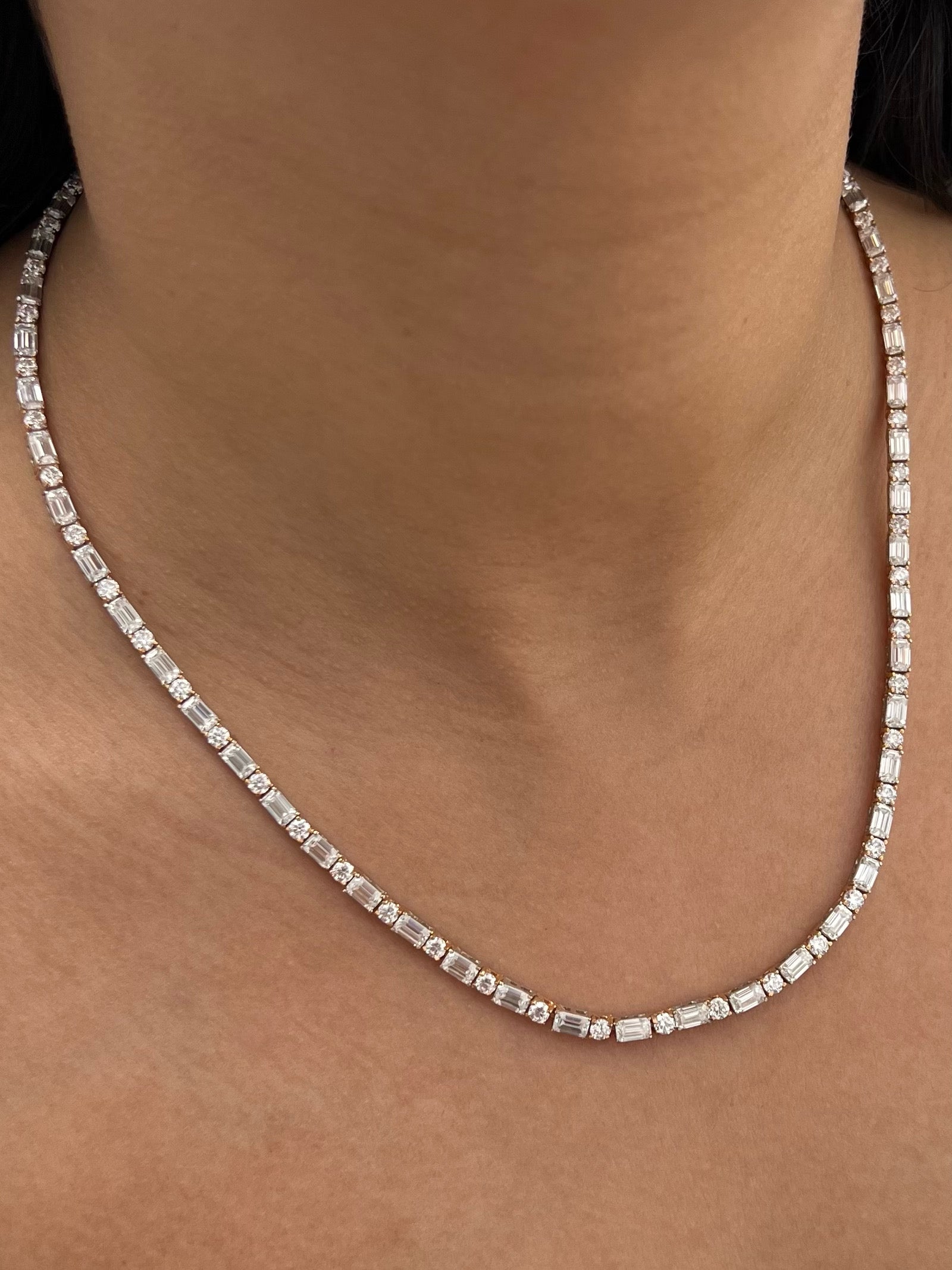 Cadena con 2200pts de moissanitas 26.25gr / Largo 47cm / Dos Oros (Joya) M