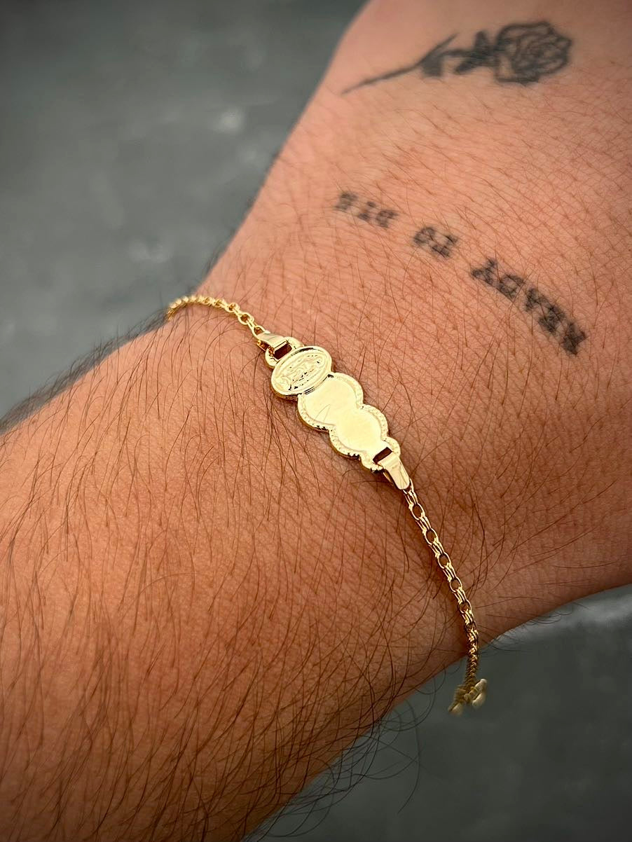 Pulso Bebe con Virgen de guadalupe 1.4gr / Largo 16cm / Oro Amarillo Nac M