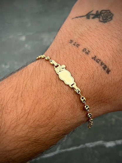 Pulso bebe con placa 1.8gr / Largo 14cm / Oro Amarillo Nac M