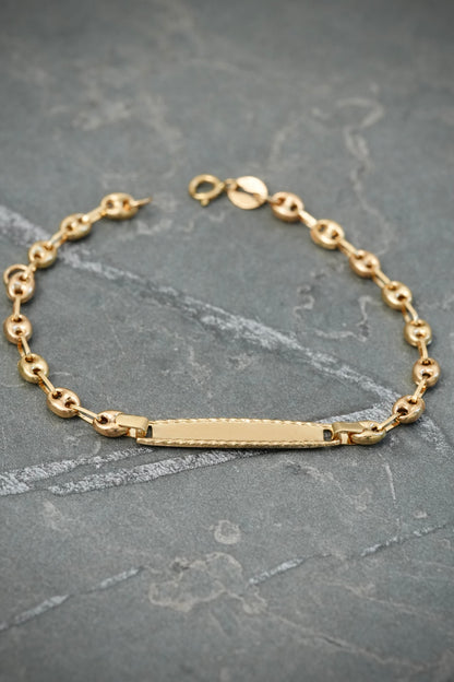 Pulso bebe con placa 1.85gr / Largo 15cm — Oro Amarillo
