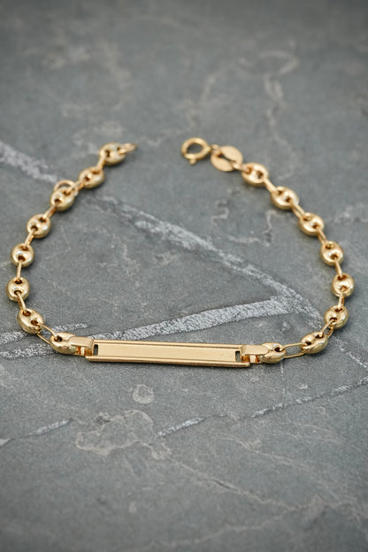Pulso bebe Con Placa 1.9gr / Largo 15cm — Oro Amarillo