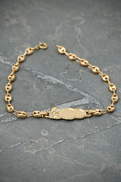 Pulso bebe con placa angel 1.8gr / Largo 13.5cm — Oro Amarillo