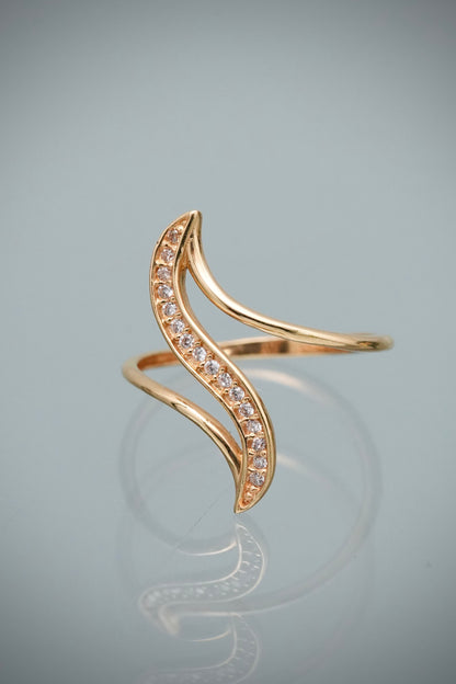 Anillo con Swarovski Blanco 1.6gr / Talla 5 1/4 — Oro Amarillo