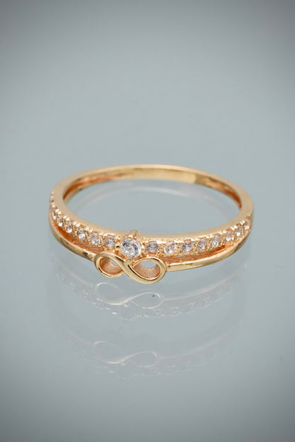 Anillo Infinito con Swarovski Blanco 2.1gr / Talla 7 — Oro Amarillo