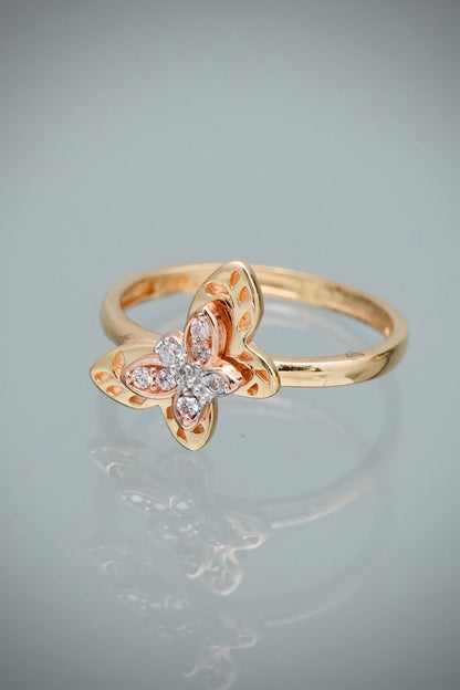 Anillo Mariposa con Swarovski Blanco 1.9gr / Talla 5 — Dos Oros