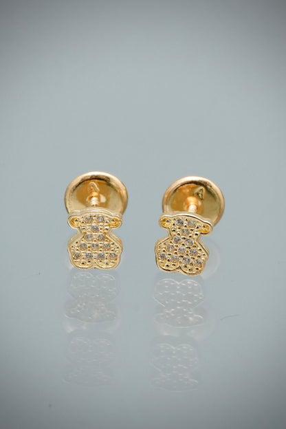 Topos Oso Th con Swarovski Blanco 0.75gr / 0.6cm / 4.8mm — Oro Amarillo