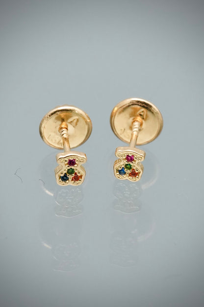 Topos Oso Th con Swarovski Multicolor 0.5gr / 0.3cm / 3.2mm — Oro Amarillo