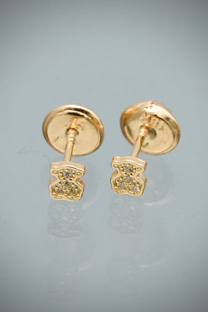 Topos Oso Th con Swarovski Blanco 0.5gr / 0.3cm / 3.2mm — Oro Amarillo