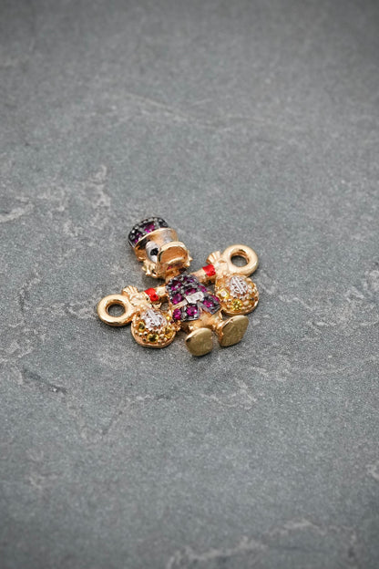 Herraje Tio Rico con Swarovski Fucsia y Amarillo 1.65gr / 1.5cm / 14.4mm — Oro Amarillo