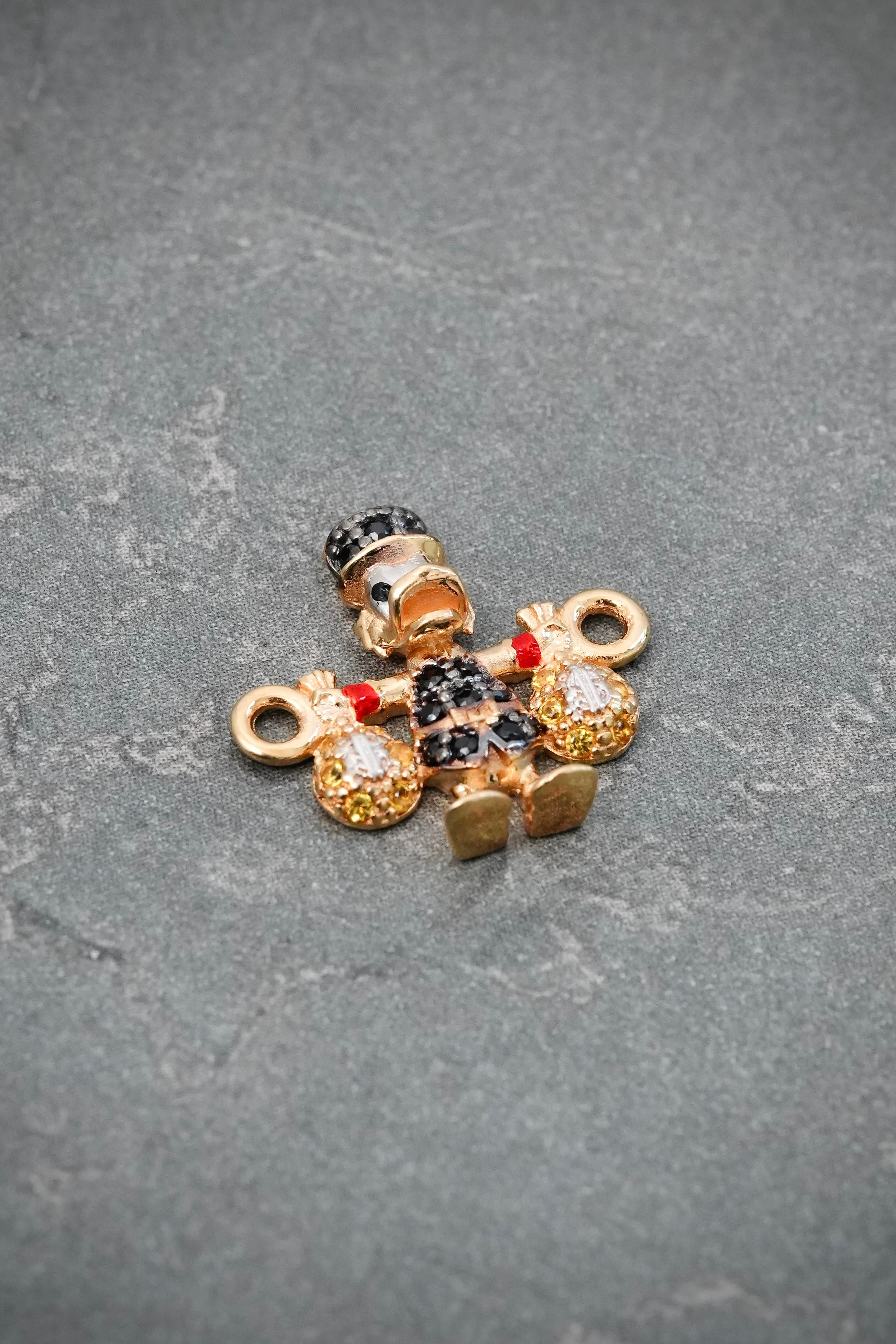 Herraje Tio Rico con Swarovski Negro y Amarillo 1.5gr / 1.5cm / 14.2mm — Oro Amarillo