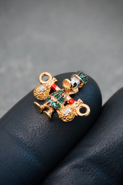 Herraje Tio Rico con Swarovski Verde y Amarillo 1.5gr / 1.5cm / 14.2mm — Oro Amarillo