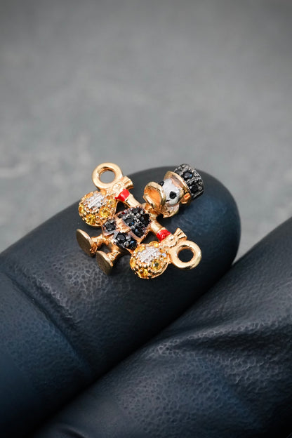 Herraje Tio Rico con Swarovski Negro y Amarillo 1.5gr / 1.5cm / 14.2mm — Oro Amarillo