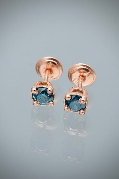 Topos con 61pts de Diamante Azul 1.2gr / 0.4cm / 4.8mm — Oro Rosado